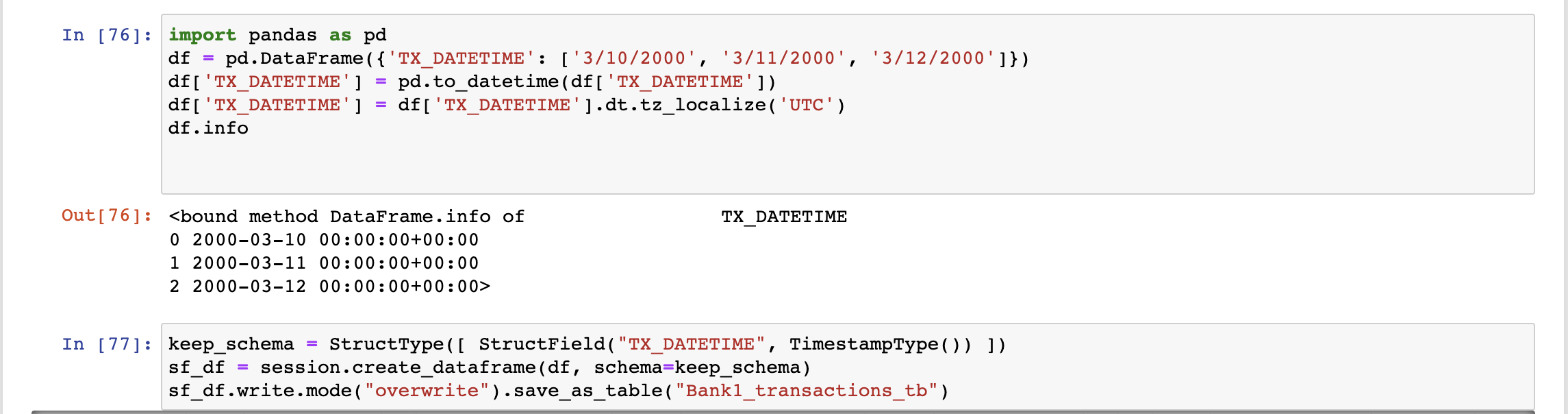 Snowpark converts Pandas DateTime type to LongType