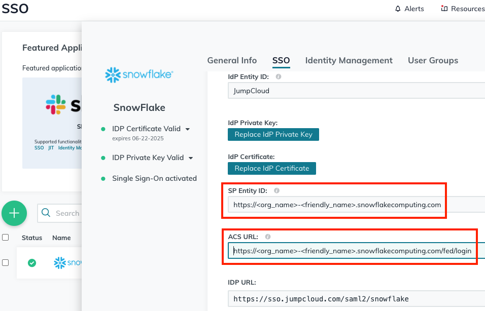 MIGRATE JUMPCLOUD SSO SETUP FROM REGIONAL URL TO SNOWFLAKE REGIONLESS URL