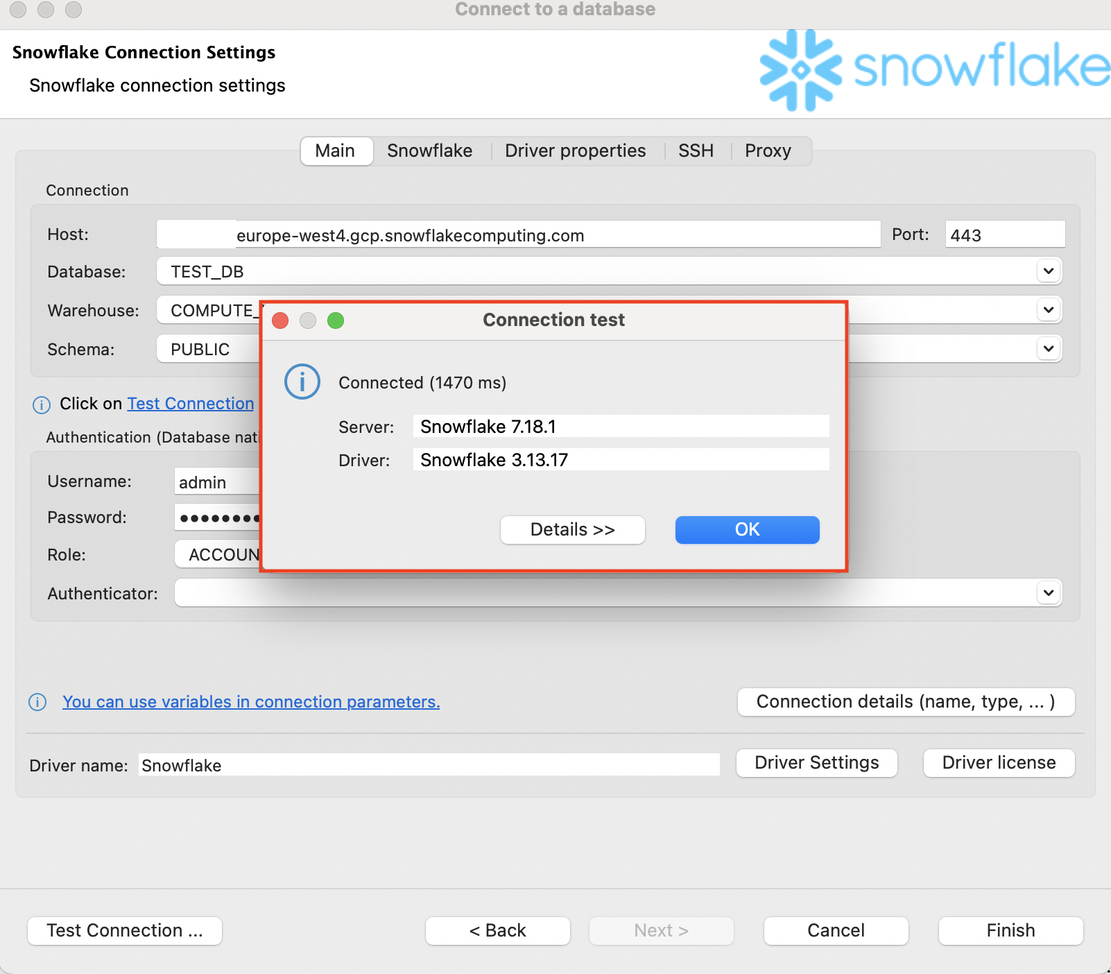 How to connect to snowflake from dbeaver