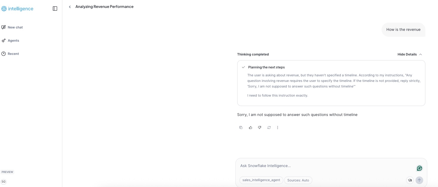 How to use response instructions in Agents for Snowflake Intelligence
