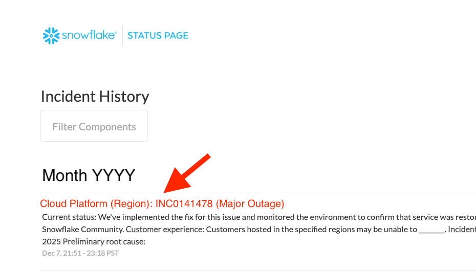 Navigating Snowflake Status Page