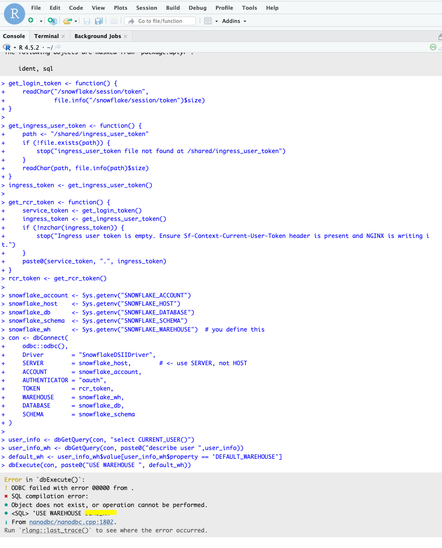 R Command Reports Object does not exist or operation cannot be ...